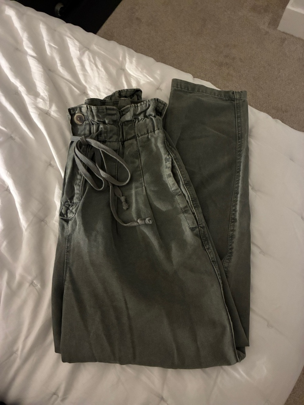 Free People Olive Green Paperbag Waist Trousers